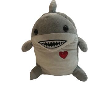 Destination Holiday Gray Shark Plush Red Embroidered Heart 10" Stuffed Animal